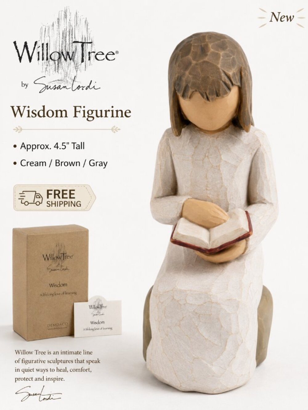 Willow Tree Wisdom Figurine Susan Lordi 4.5” Reading Girl 26122 New